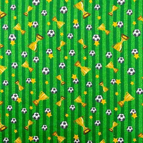 Tecido de Algodão Estampa Digital (Meio Metro) - Copa do Mundo Fundo Verde