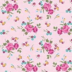 Tecido Tricoline Flores Fundo Pink