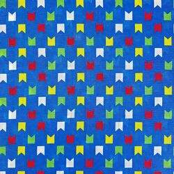 Tecido Chita de Algodão (Meio Metro) Ref. 3132V2 - Bandeirinhas Fundo Azul
